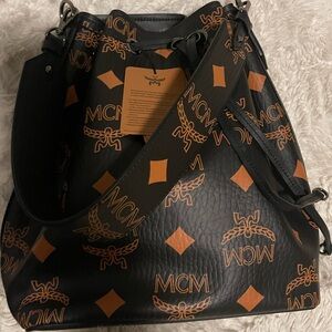 MCM NEW LARGE Black and Orange bucket bag